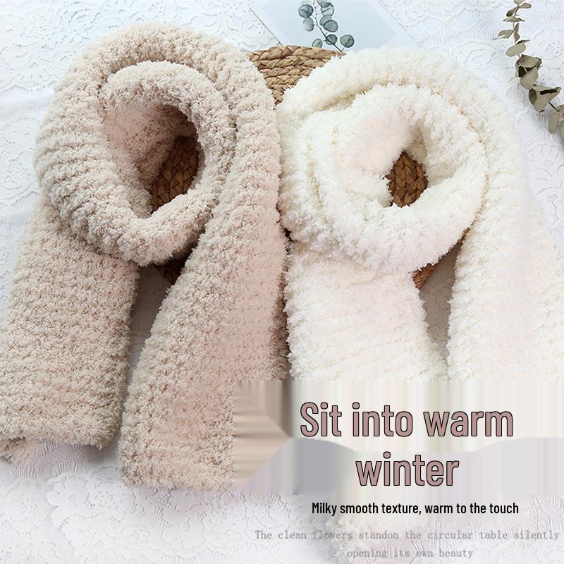 New Arrival! Coral Fleece Yarn Scarf - Soft Baby Velvet Hand-Knitted Fine Yarn