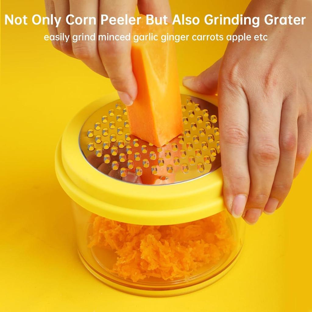 2 in 1 Multifunctional Corn and Ginger Grinder , Stainless Steel Manual Kernel Remover with Ergonomic Handle, Quickly Remove Kernels