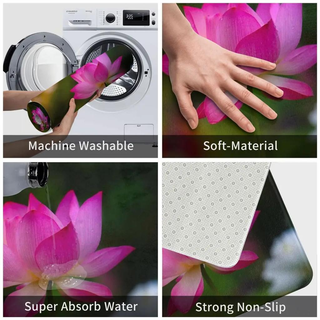 Lotus Flower Doormat Kitchen Entrance Home Floor Mat Non-slip Carpet Rug for Bedroom Footpad Mats