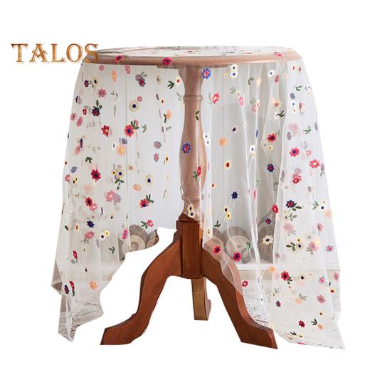 

Прозрачный коврик для обеденного стола, тонкая видимая сетка, красочная цветочная вышивка, круглый защитный чехол для стола, декоративная скатерть для украшения вечеринки S белый