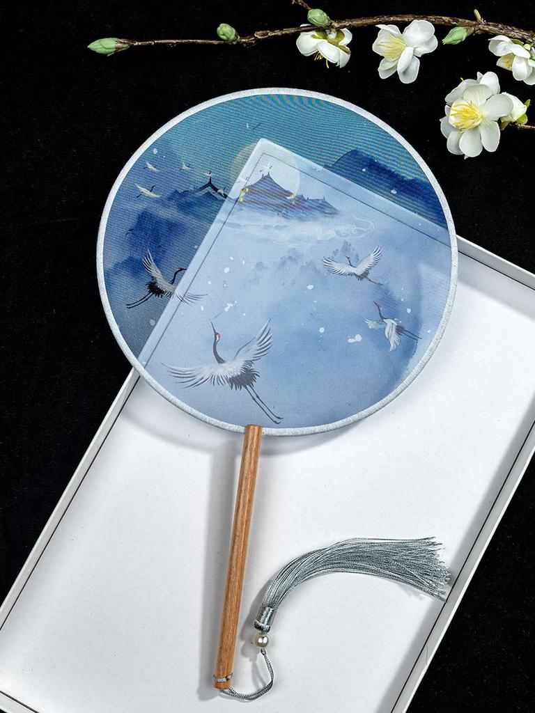 Translucent Ancient Style Round Dance Fan for Hanfu Costumes - Women's Classical Chinese Craft Fan