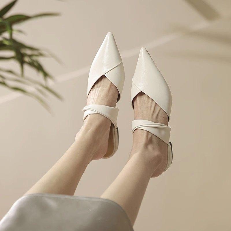 

Women s Mules Slippers and Ladies Sandals Sexy Low Heel Leather Shoes Eva 2025 Luxury Shoe Korea Style Clappers Casual 39 Slides 39