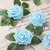 30 Stück Babyblau Künstliche Rosen mit Stielen, Schaumstoff-Fake-Blumen für DIY-Hochzeitssträuße, Babyparty, Partydekoration (Hellblau)