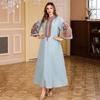 In Stock Middle Eastern Embroidered Long Robe - Women's Dubai Turkish Abaya Evening Dress