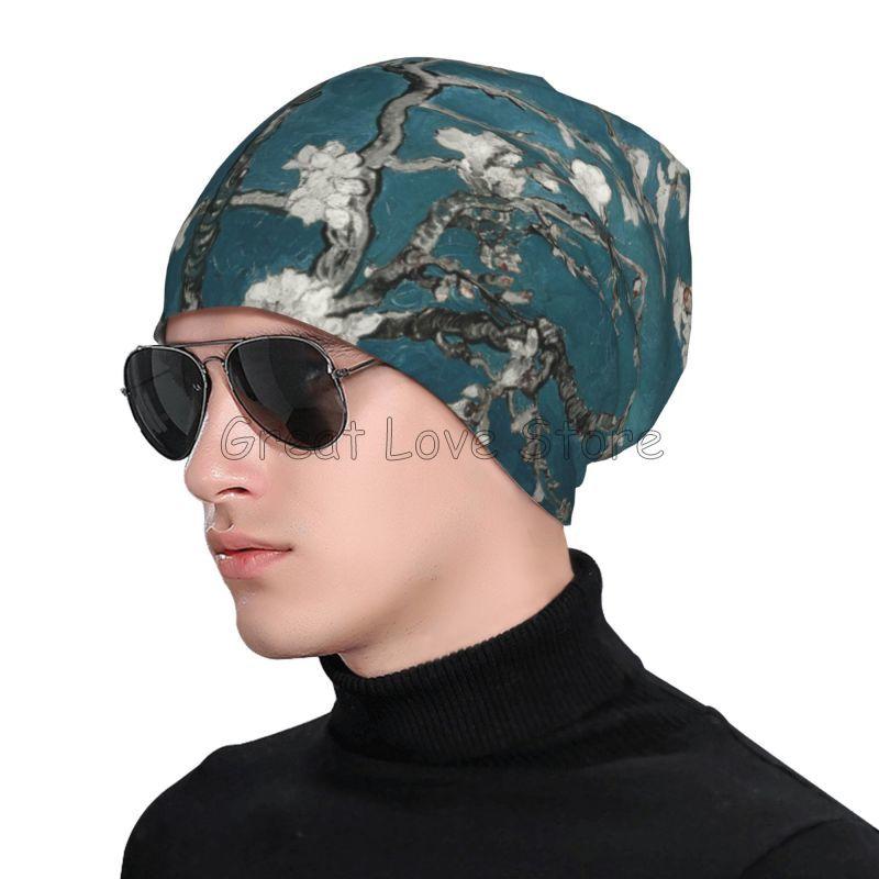 Vincent Van Gogh Painting Beanie Hat Almond Blossoms Warm Bonnet Cap Knit Hat Daily Headwear Vintage Slouchy Beanie Skull Caps