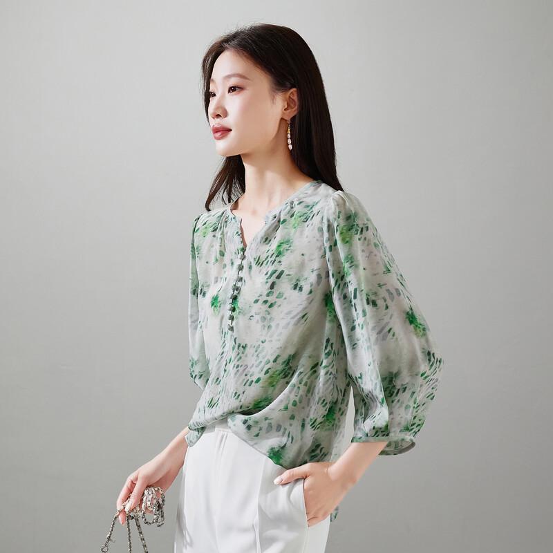 SOFSIL Women s Printed Silk Blouse M