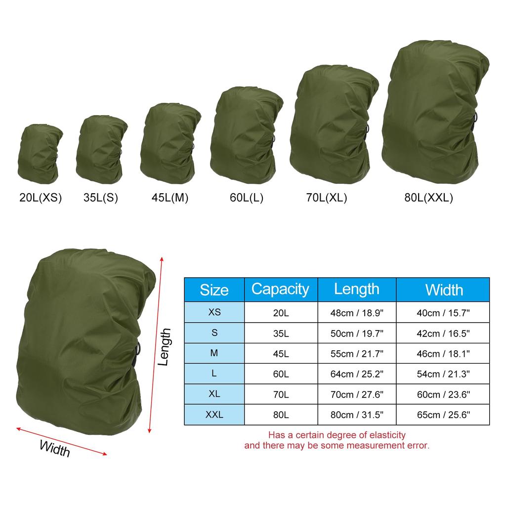 60L Waterproof Backpack Rain Cover with Oxford Cloth Buckle Straps and Drawstring Bag for Large Dark Green [PATIKIL] Hiking, Camping, Travel, Size,