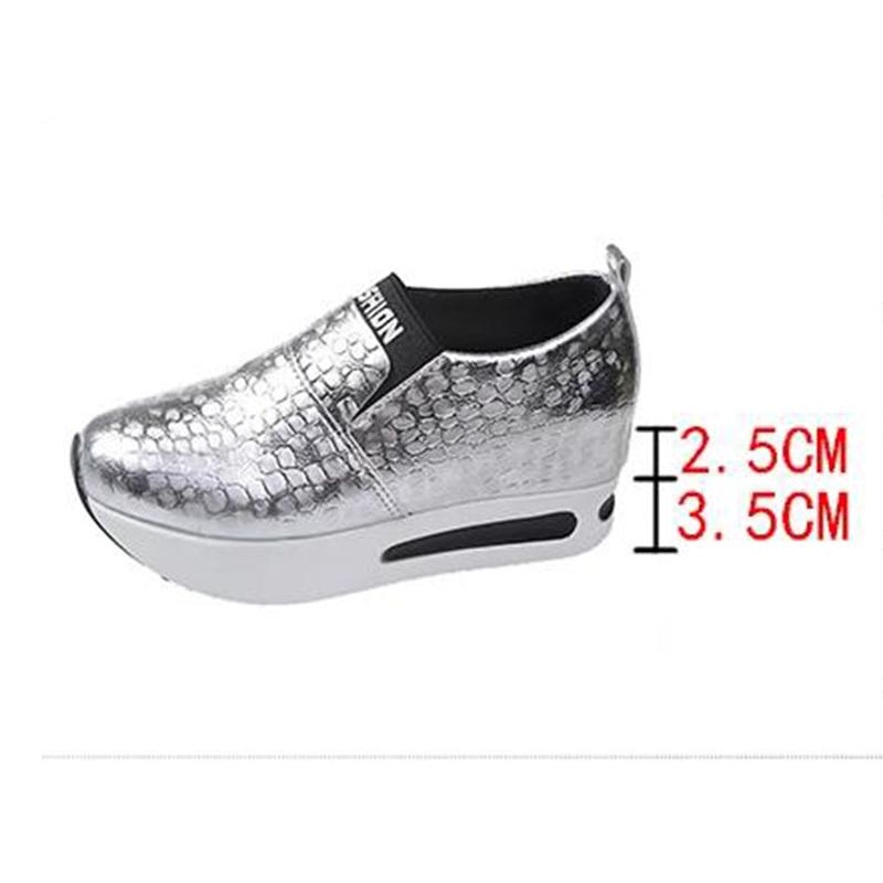 Fashion Fashion Silver Thick Bottom Slip On Sneakers Women 2025 Autumn Chunky Platform Casual Mules Shoes Plus Size Lady's Loafers Shoes