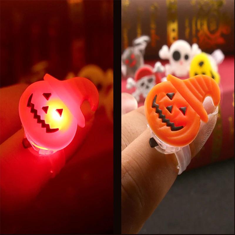 Halloween Light Up Glowing Rings Christmas Party Favors LED Rings Flashing Glowing Finger Rings Fun Props for Kids Adults