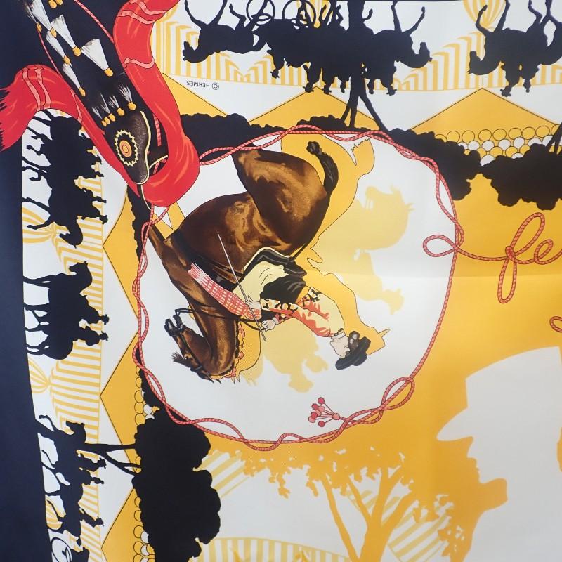 HERMES   scarf black/yellow silk Women