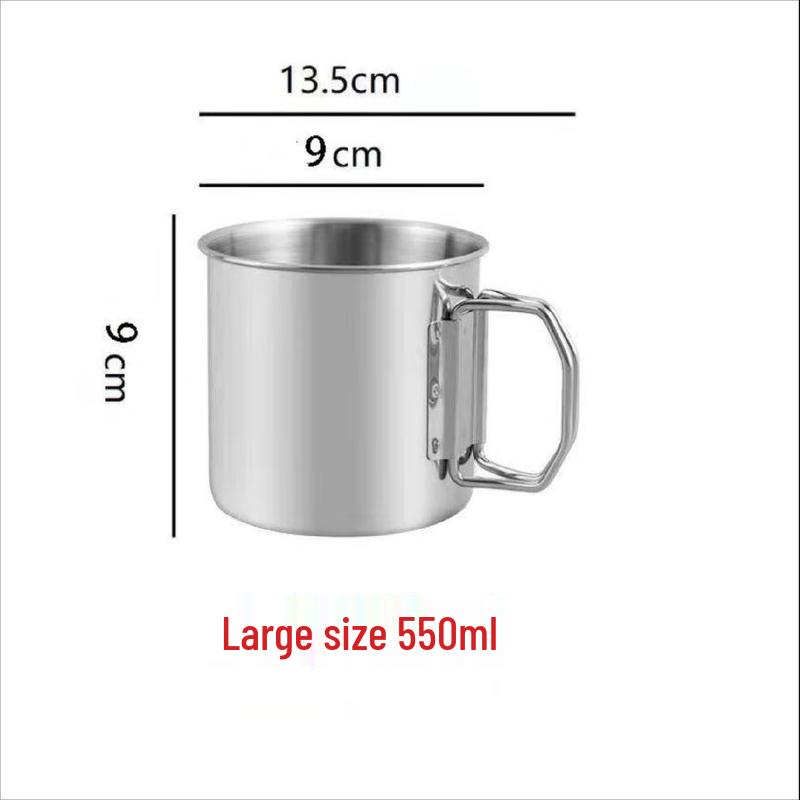 OEING Outdoor Portable Stainless Steel Camping Mugs (Set of 2) 550ml