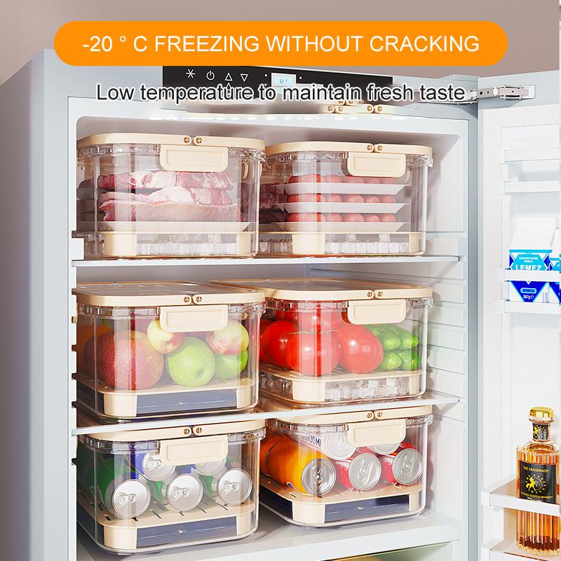 Portable Food Storage Container Large Capacity Airtight Freshness Box with Drain Plate for Outdoor Picnic Camping Use