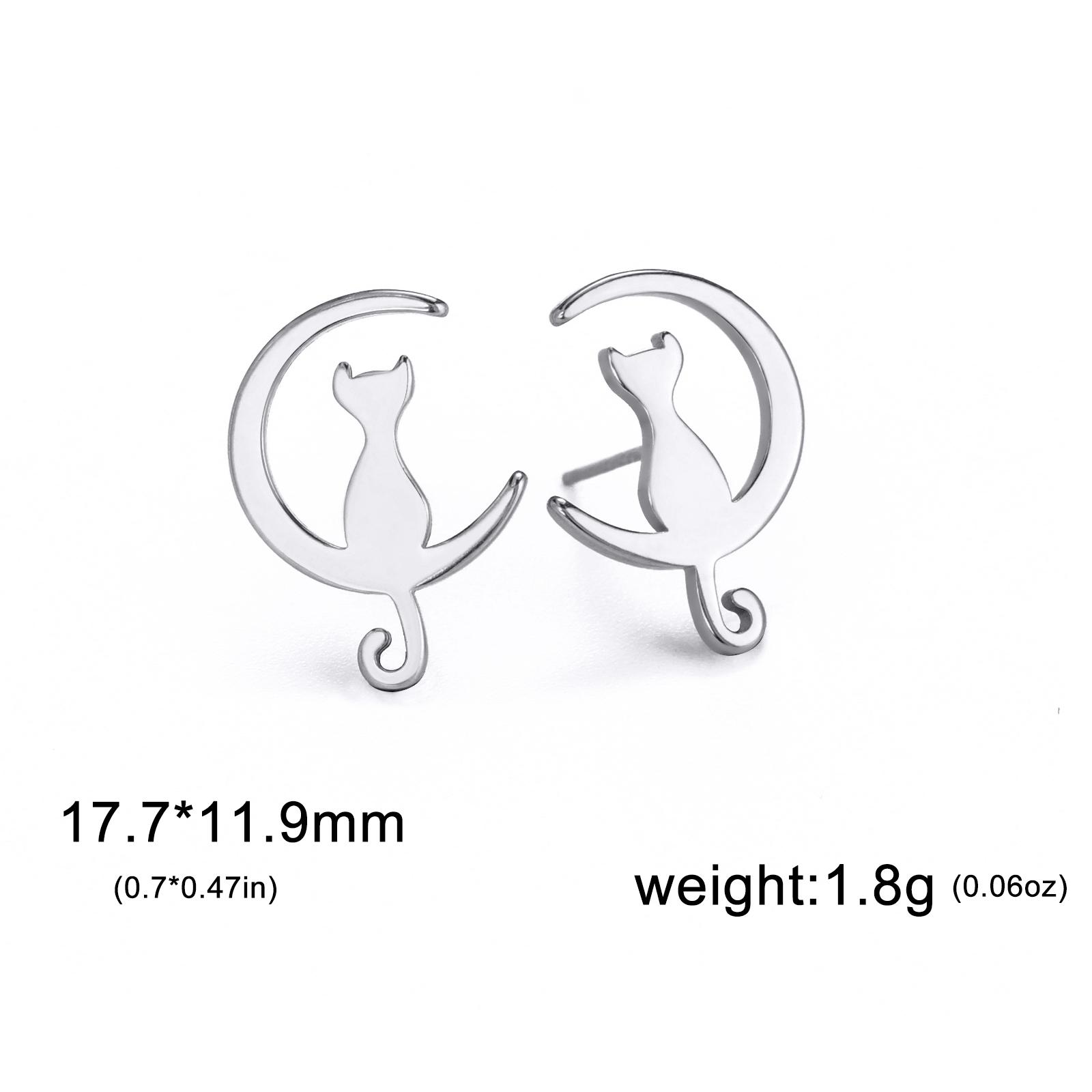 

Teamer Crescent Cat Stud Earrings For Women Gold Color Cute Animal Stainless Steel Earrings Jewelry Birthday Gifts Wholesale New