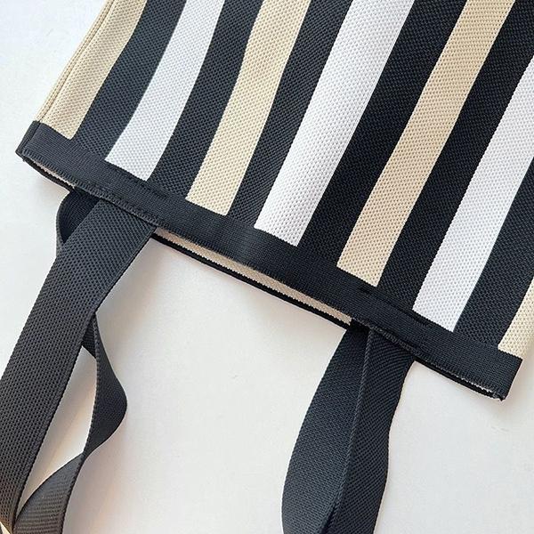 WTEMPO Striped Travel Handbags Stylish Chinese Style Underarm Single-shoulder Bags Ethnic Style Double-shoulder Knitted Bags