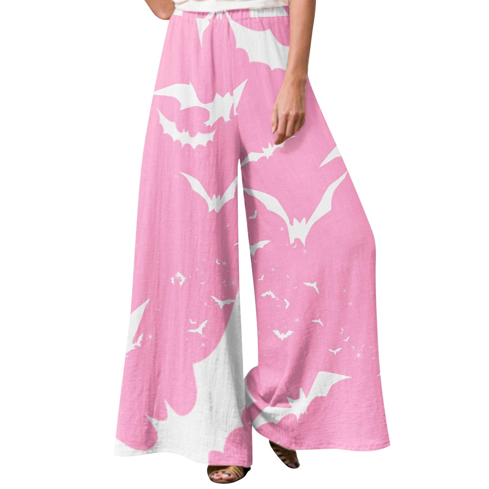 

Женские зимние спортивные штаны с принтом на Хэллоуин Повседневные брюки Женские флисовые спортивные штаны Широкие прямые брюки M розовый