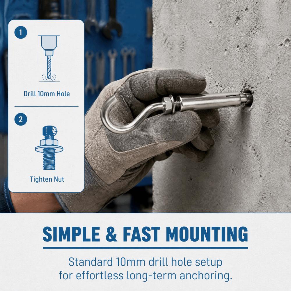 6pcs Opening Hole Design Expansion Bolts Sturdy Ceiling Hook Bolts For Communication Equipment