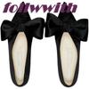 Butterfly Knot Black Solid Concise Pumps Temperament Pointed Toe Slip On Square Flatwith  Autumn 2025 New Arrival Women Shoes