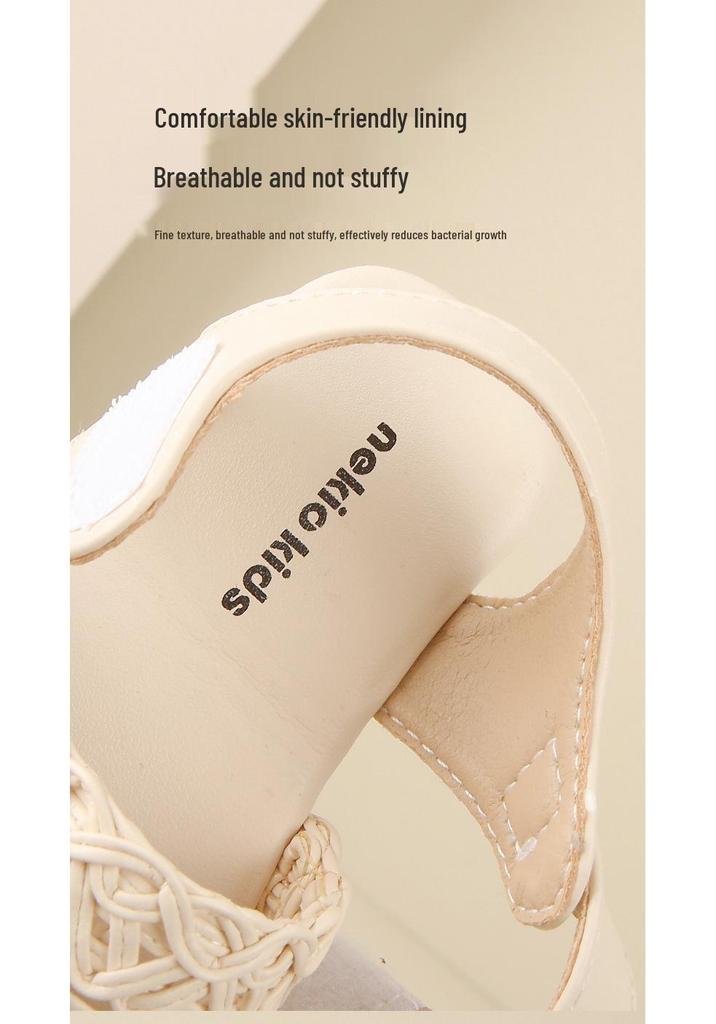Korean Style Woven Baby Sandals - Breathable, Non-slip Soft Sole Shoes for 1-3 Year Old Girls