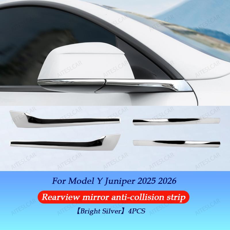 AITESLCAR For Tesla Model Y Lauch/Juniper 2025 2026 Bumper Rearview Mirror Anti-collision Strips Trim Anti-scratch Sticker Cover