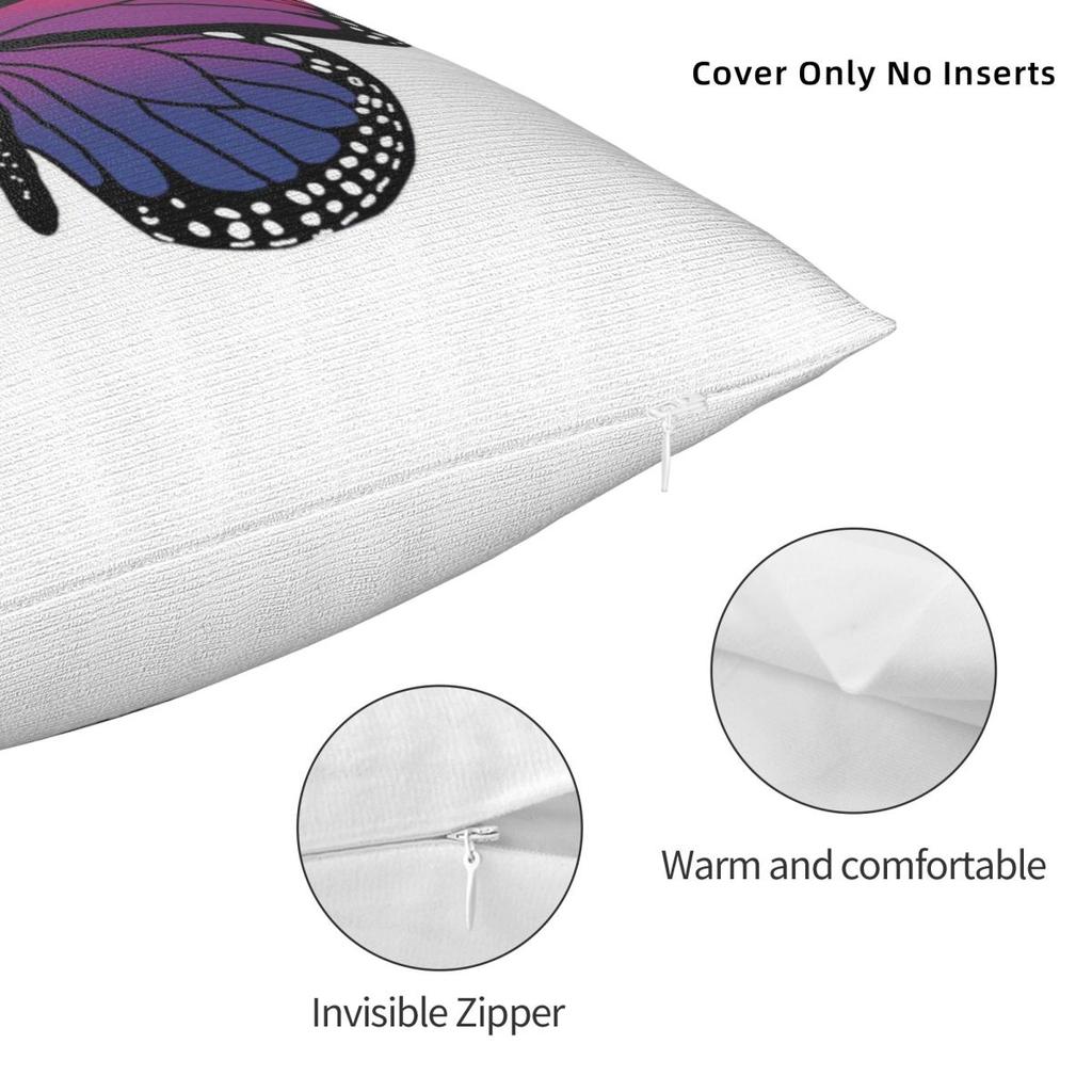 Bisexual Butterfly Lgbtq Square Pillowcase Polyester Linen Velvet Pattern Zip Decor Throw Pillow Case Car Cushion Cover 45X45