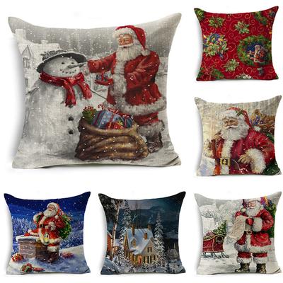 Weihnachtsmann Leinen Kissenbezug Festliche Dekoration Kissenbezug