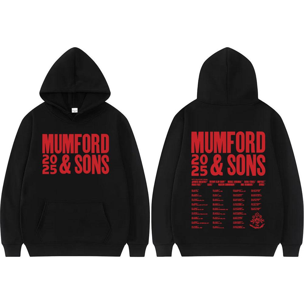 Mumford and Sons 2025 Tour Merch Hoodie Streetwear Herren Damen Harajuku Langarm Hoodies Lässiger Retro-Stil Komfort Sweatshirts