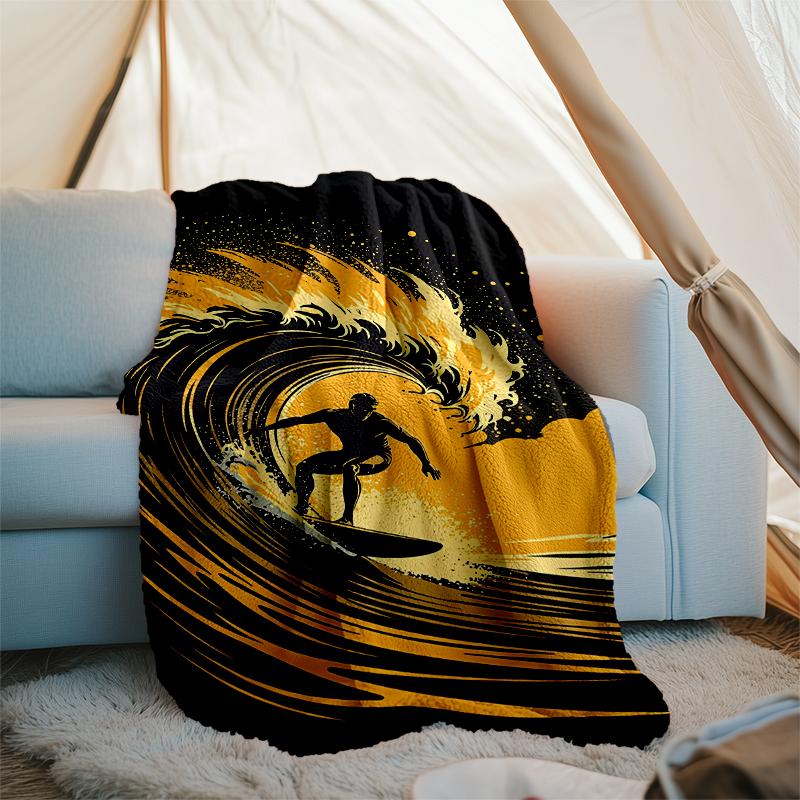 Surf Theme Printed Blanket - Perfect for Couch, Bed, Travel & Outdoor Use | Machine Washable, Cozy & Durable.