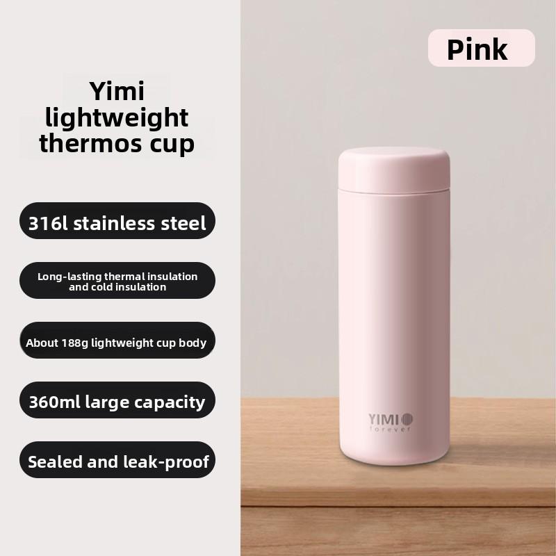 New Cute Steaming Cup - Convenient 316 Stainless Steel Insulated Cup for Breakfast, Vacuum Insulated Cup, Coffee Cup 360ml розовый