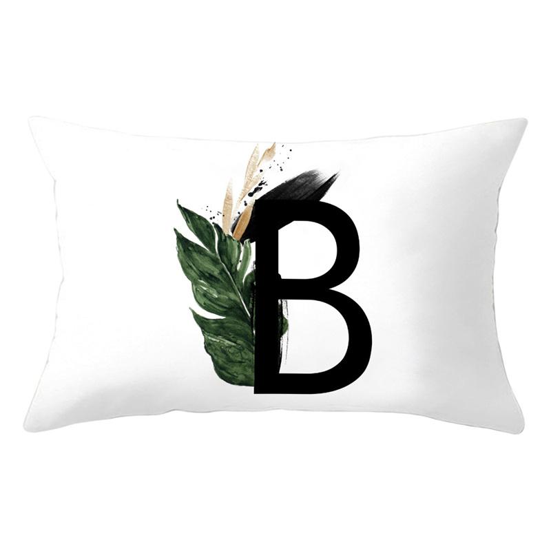 30x50cm 26 Letters Polyester Pillowcase Green Leaves Plant Cushion Cover Living Room Home Decoration Car Waist Throw Pillow Case
