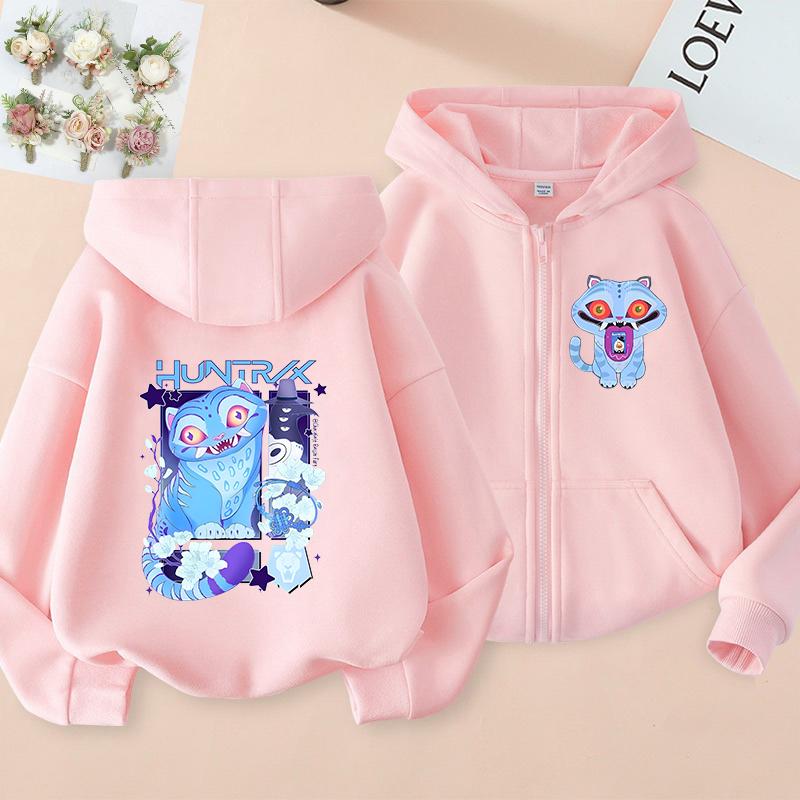 Kpop Demon Hunters Hoodie Children Clothes Kid Autumn Long Sleeve Sweatshirt Zipper Hoody Top