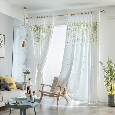 Cortinas de Voile Bordadas con Flores Transparentes que Filtran la Luz Tratamiento de Ventana con Privacidad para Ventana Saliente Divisor de Dormitorio