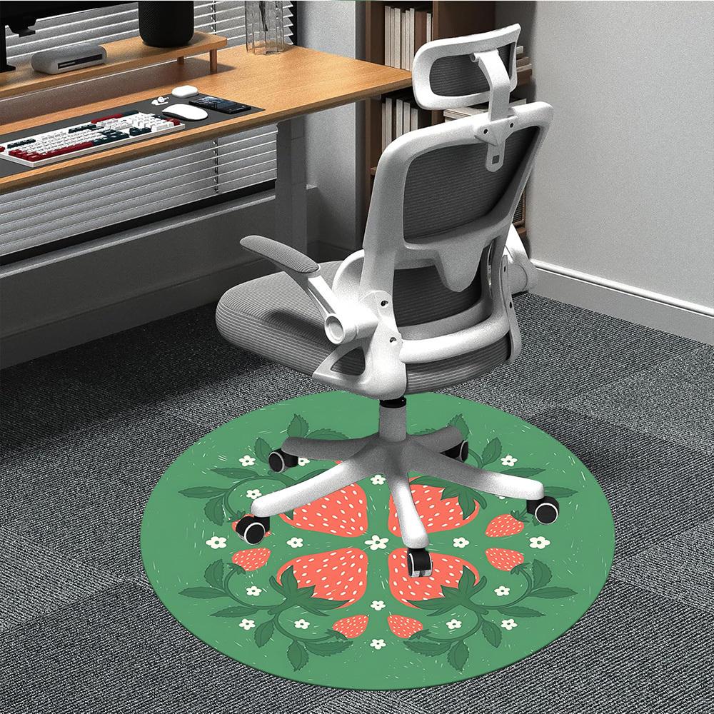 

1PC Strawberry Mandala Chair Carpet for Office, Indoor Non-Slip Washable Carpet, Soft Comfortable Mat For Office Room yy250930154 80cm by 80cm