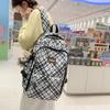 Schoolbag fashionable large-capacity backpack new casual plaid simple backpack junior high school students class commuting schoolbag