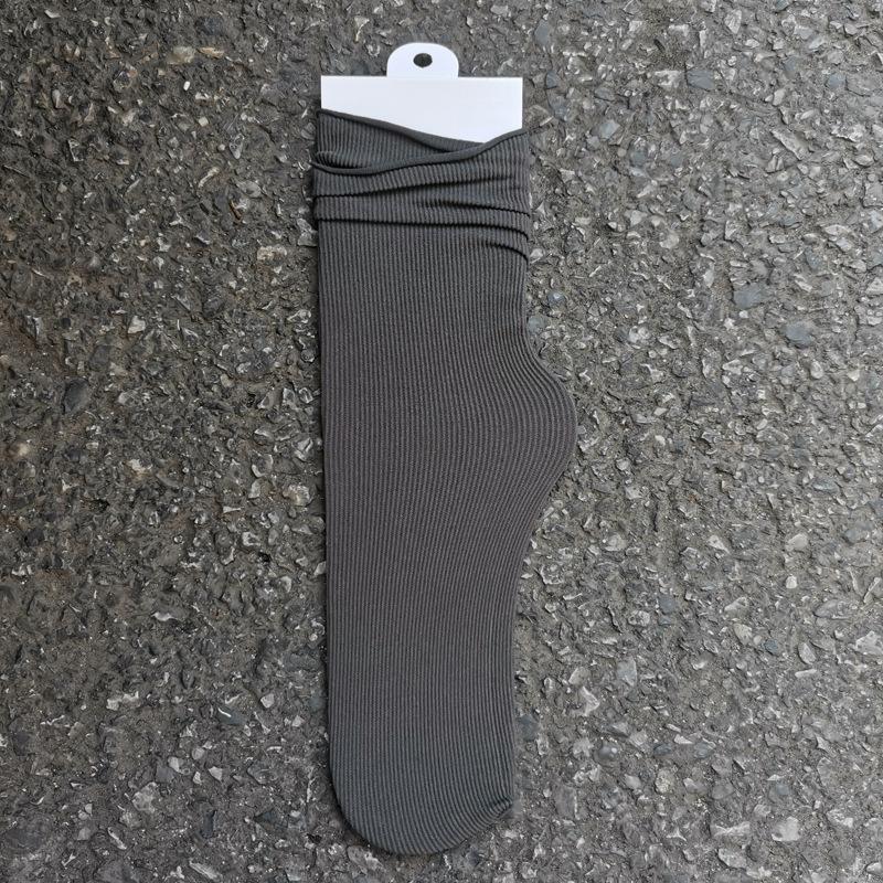 Women's Summer Thin Allpurpose Solid Color Retro Vertical Stripe In The Long Tube Pile Socks