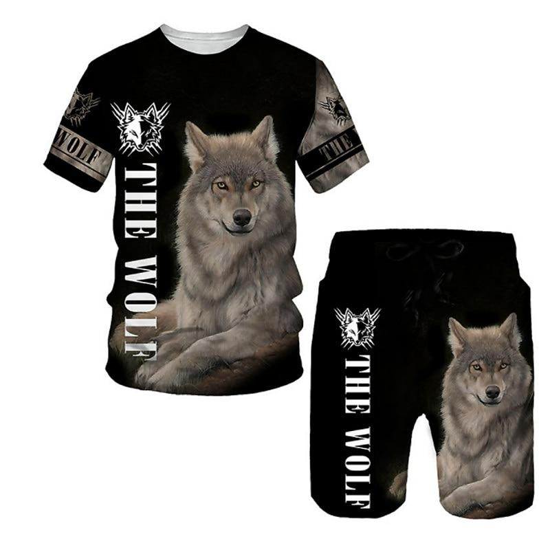 

Boys 3D Animal Wolf T-shirt & Shorts Clothing Set Short Sleeve Summer Spring Sports Fashion Cool Kids 3-13 Years 100