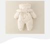 Thickened Fleece-Lined Winter Jumpsuit for Newborn Baby Girls - Cute Hooded Outfit for Outings