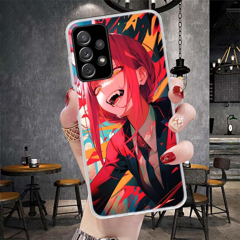

C-Chainsaw Mans Makima Soft Phone Case For Samsung Galaxy A12 A22 A32 A52 A72 A02S A51 A50S A71 A70 A31 A20S Note 20 Ultra S10 A Samsung Note 10 Plus