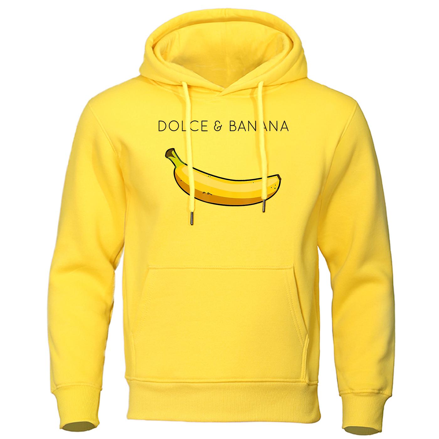 HerSight Dolce & Banana Leuke Bedrukte Heren Hoodie Losse Casual Kleding Mode Warme Fleece Hoodies Persoonlijkheid Street Hip Hop Sweatshirt S