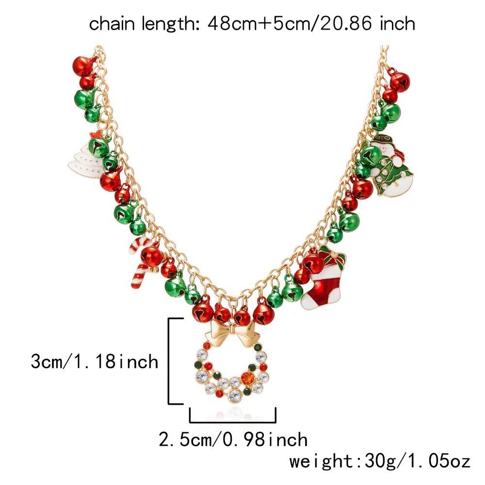 Bow Pendant Red Green Bell Choker Necklace Santa Claus Xmas Bead Clavicle Chain Women