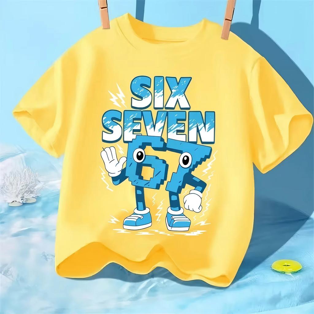 Kids 67 Themed Colorful Print TShirt Soft Cotton Fabric Breathable and Comfortable Ideal for Toddlers and Childrendf0317