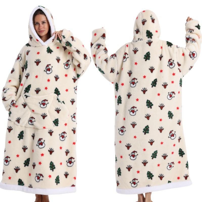 2025 Winter Hooded Lazy Blanket - Unisex Cold-Proof Christmas Sweatshirt