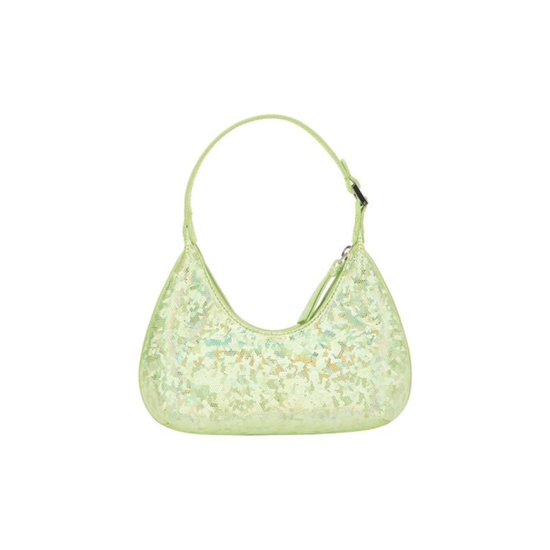 By Far Amber Sequin Laser Colorful Leather Underarm Bag Crescent Handheld Shoulder Clutch Women bags Green 21PFBASPARDHOLOSMA