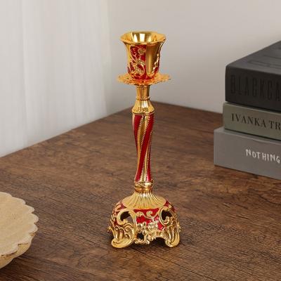 Vintage Single Candle Holder Zinc Alloy European Classic 18X 6.5cm Gold/Silver Antique Home Decor Wedding Table Centerpiece