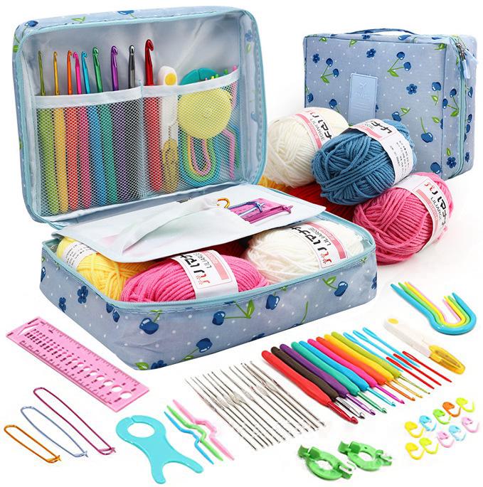 Beginner's 58-Piece Crochet Starter Kit - Complete Set with Portable Wool Knitting Tools