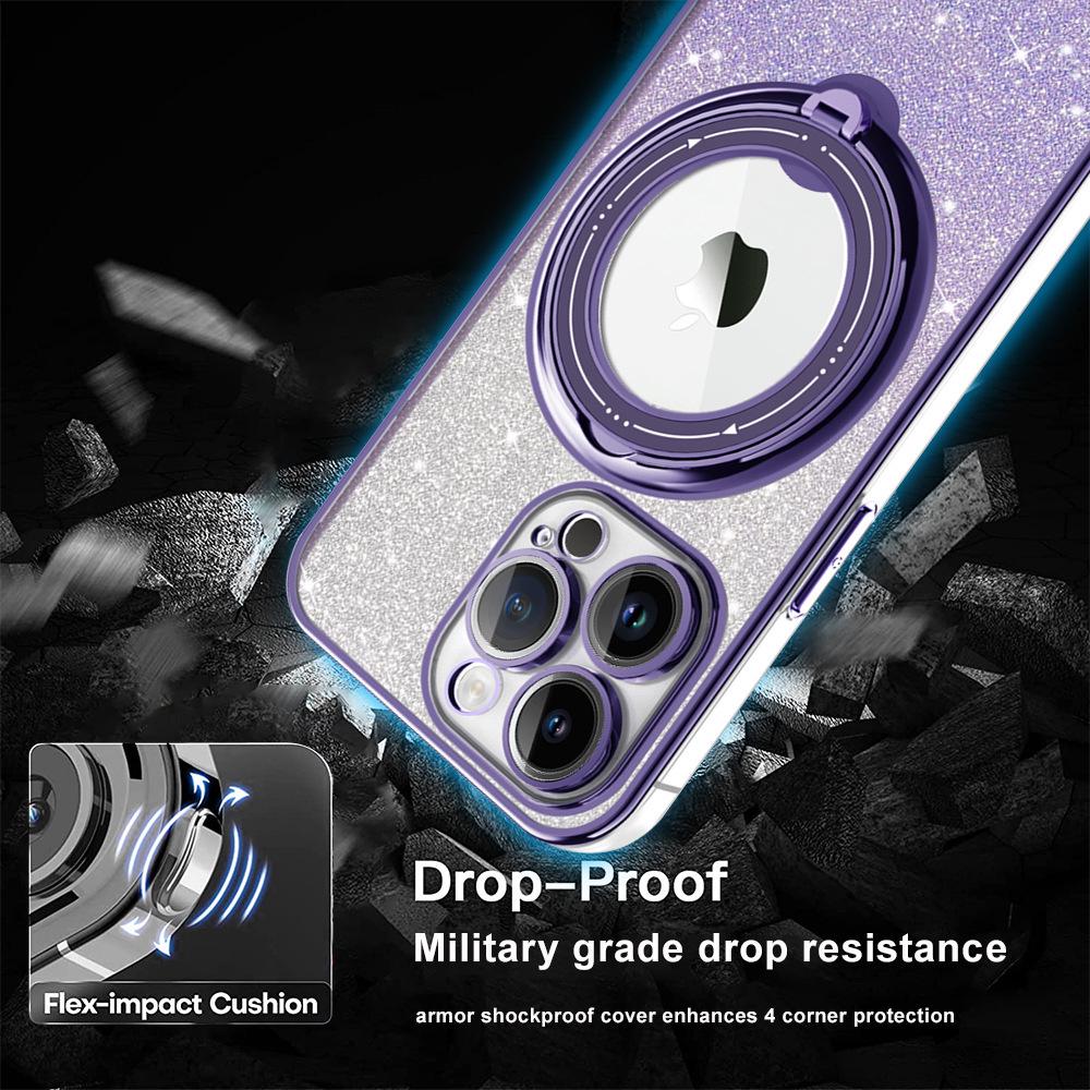 Samsung S23 Ultra/S24+ Glitter Phone Case with Rotating Stand and Electroplated Magnetic Suction