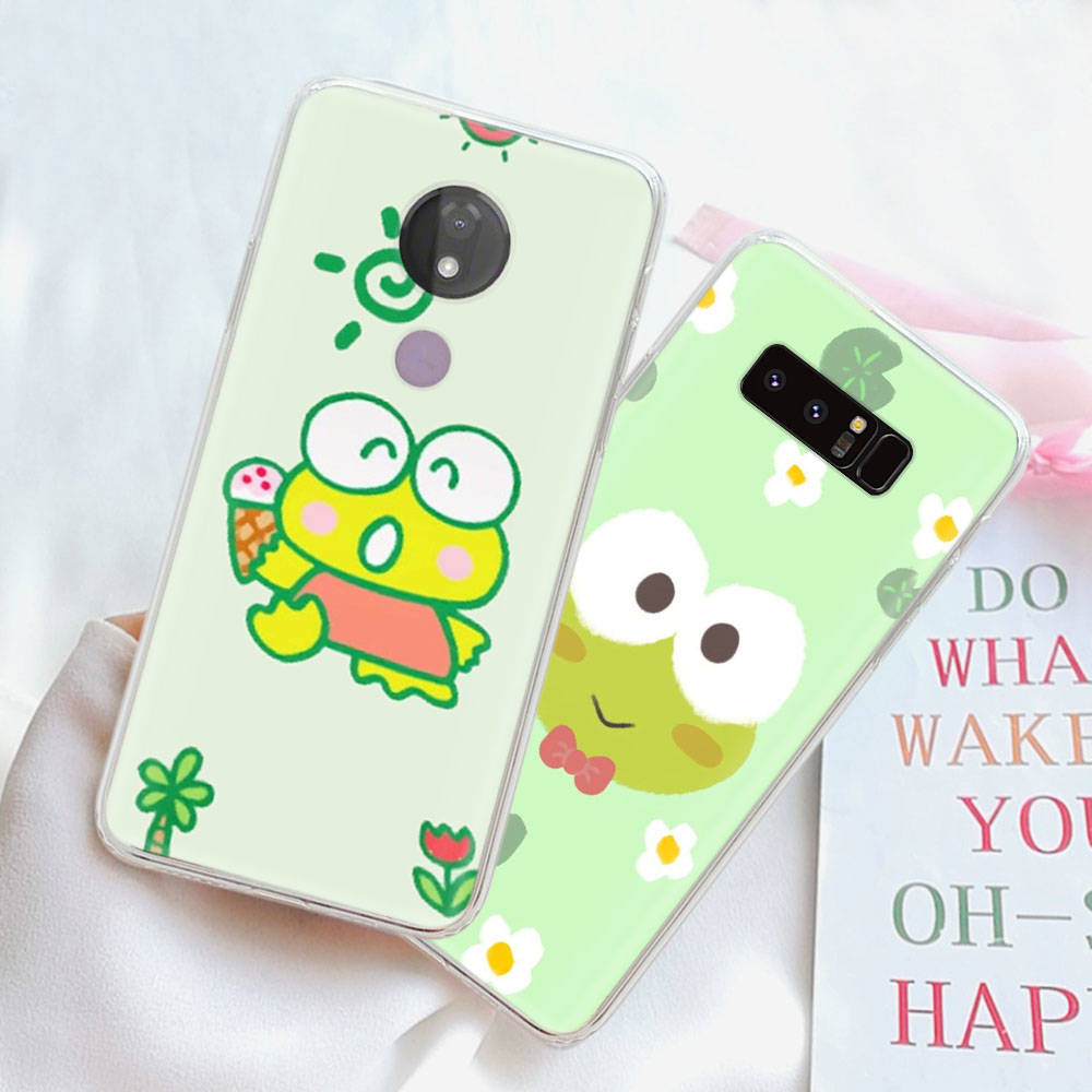 JZ2 Kerokero Keroppi Transparent Case for Samsung A04 A14 A23 M33 M53 Realme 10 9 C35 C55 VIVO Y02 X80 Infinix Hot 30 Note 11 Tecno Spark 8P Pro