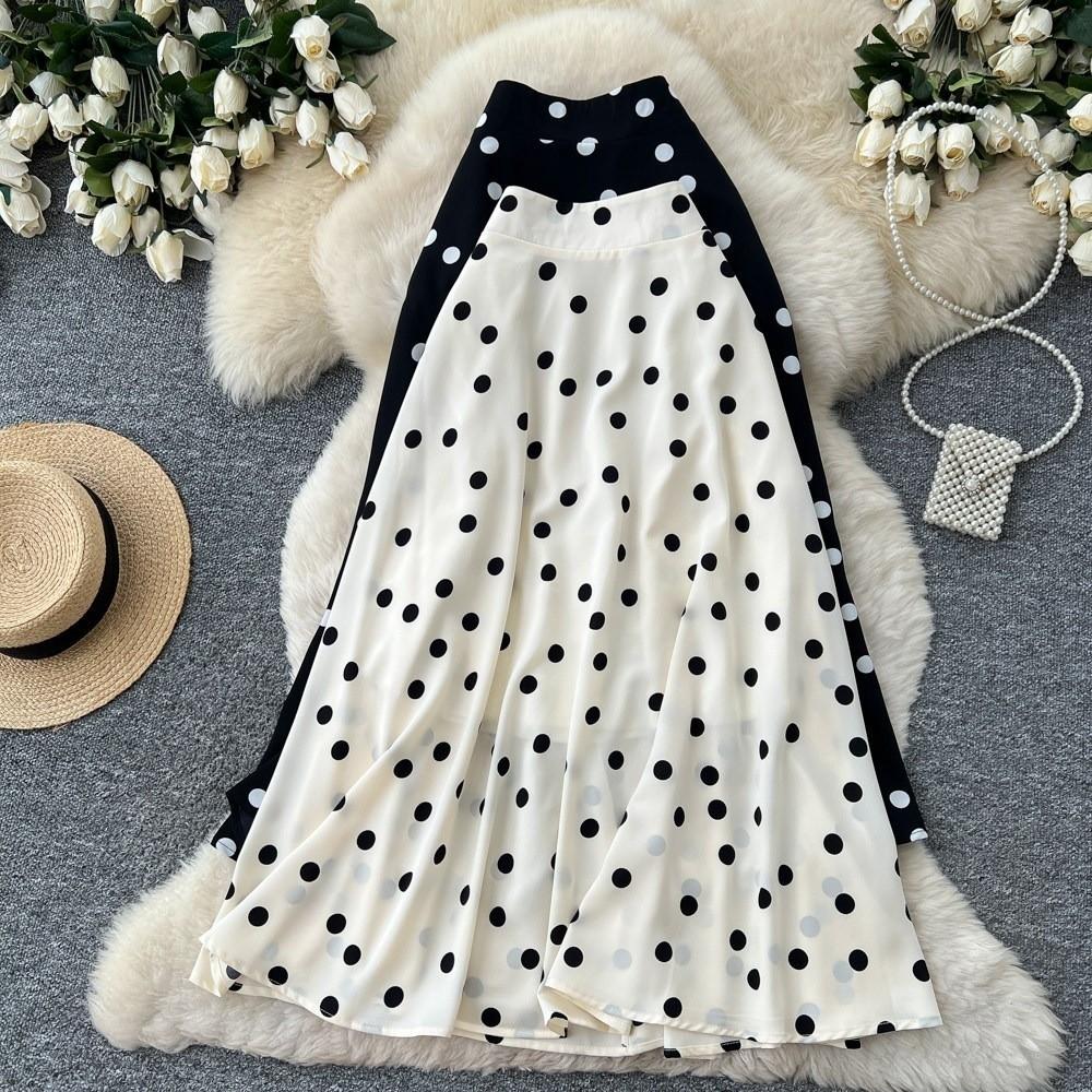 Elastic Waist Polka Dot Skirt Slim Fit Half-length Dress Elegant A-Line Skirt  Vacation