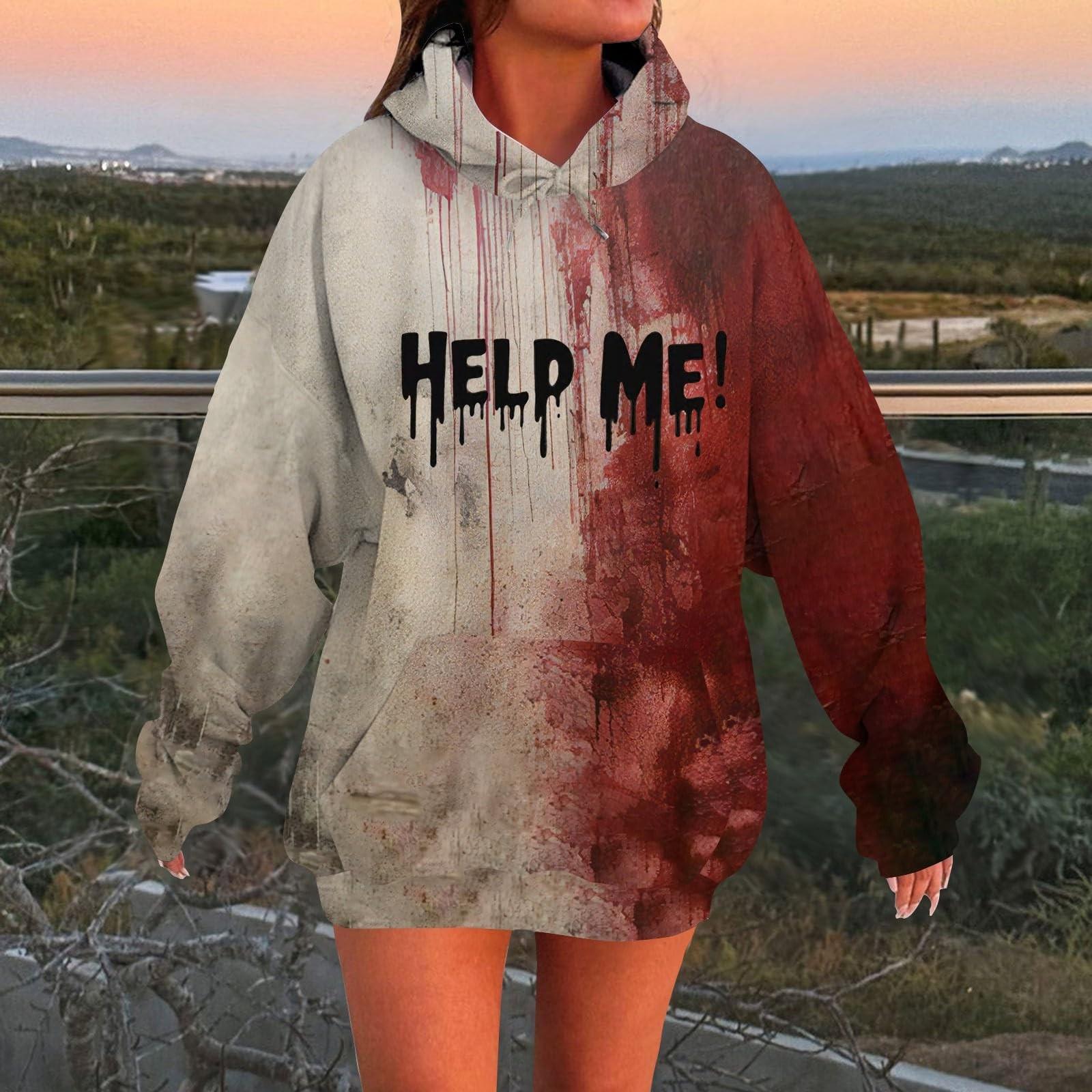 

Женское модное повседневное худи с длинным рукавом и принтом на Хэллоуин L