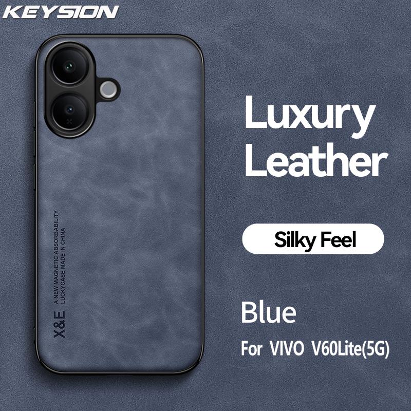 KEYSION Luxury Retro PU Leather Phone Case for VIVO V60 Lite 5G Soft Silicone+PC Shockproof Phone Back Cover for VIVO V60 Lite