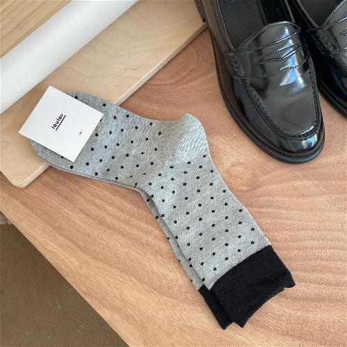 1 Paar Farbblock-Pünktchen-Mittelschaftsocken Niedliche Lässige Netz-Atmungsaktive Socken für Damen Schülerin Sommer Freizeit Wadenhohe Socken